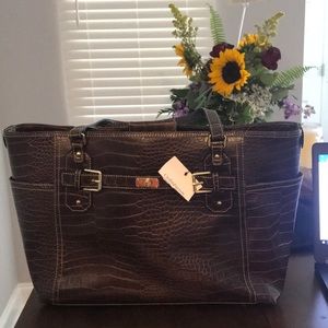 Brown faux leather work/utility bag